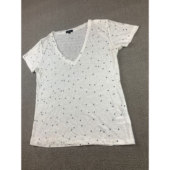 Rails Women Extra Small‎ White Black Star Print V-neck T-shirt - Picture 9 of 12